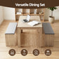 3-Piece Titoo Oak Dining Table & Chair Set 120cm Wooden