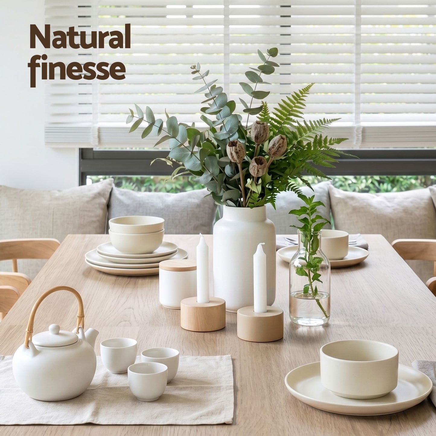 3-Piece Titoo Oak Dining Table & Chair Set 120cm Wooden