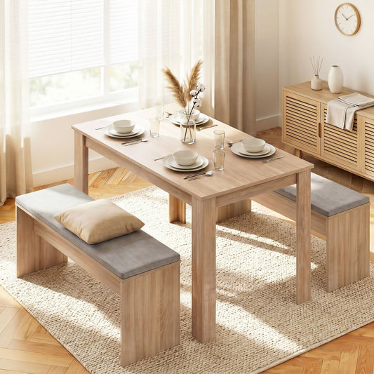 3-Piece Titoo Oak Dining Table & Chair Set 120cm Wooden