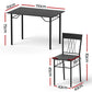 5-Piece Eglea Black Dining Table & Chair Set Compact Kitchen Furniture Marble