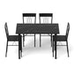 5-Piece Eglea Black Dining Table & Chair Set Compact Kitchen Furniture Marble