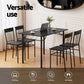 5-Piece Eglea Black Dining Table & Chair Set Compact Kitchen Furniture Marble