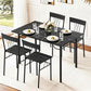 5-Piece Eglea Black Dining Table & Chair Set Compact Kitchen Furniture Marble