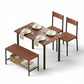 4-Piece Gilda Walnut Dining Table & Chair Set Storage Bench Kitchen Furniture