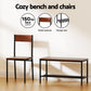 4-Piece Gilda Walnut Dining Table & Chair Set Storage Bench Kitchen Furniture