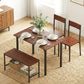 4-Piece Gilda Walnut Dining Table & Chair Set Storage Bench Kitchen Furniture