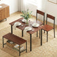 4-Piece Gilda Walnut Dining Table & Chair Set Storage Bench Kitchen Furniture