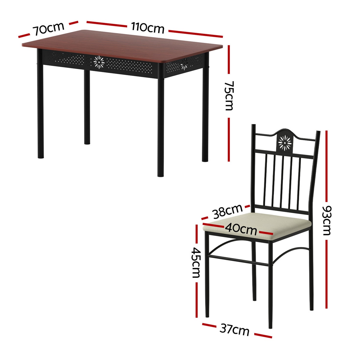5-Piece Amata Dining Table & Chair Set Compact Kitchen Furniture Upholstered