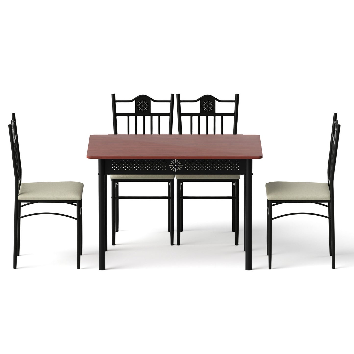 5-Piece Amata Dining Table & Chair Set Compact Kitchen Furniture Upholstered