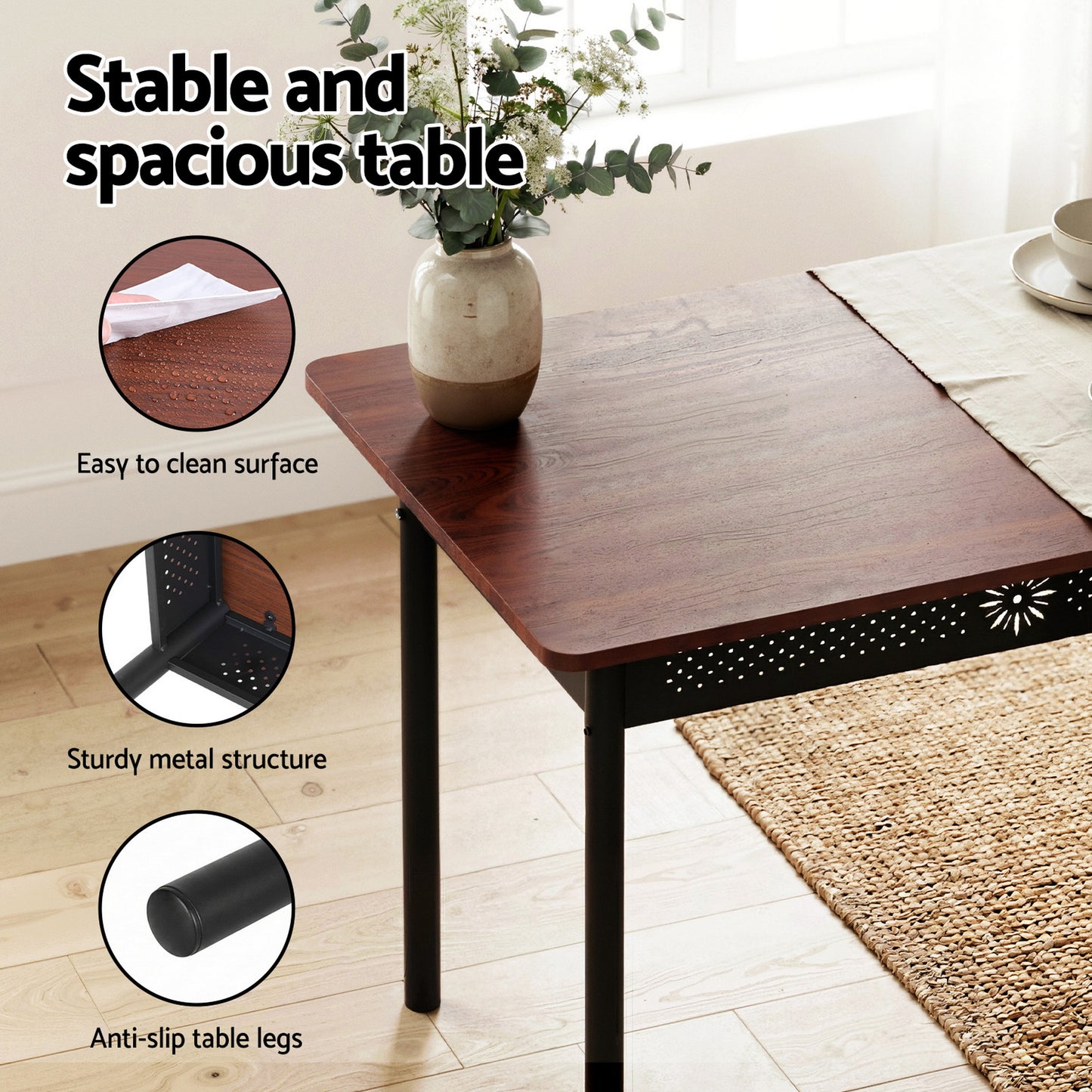 5-Piece Amata Dining Table & Chair Set Compact Kitchen Furniture Upholstered