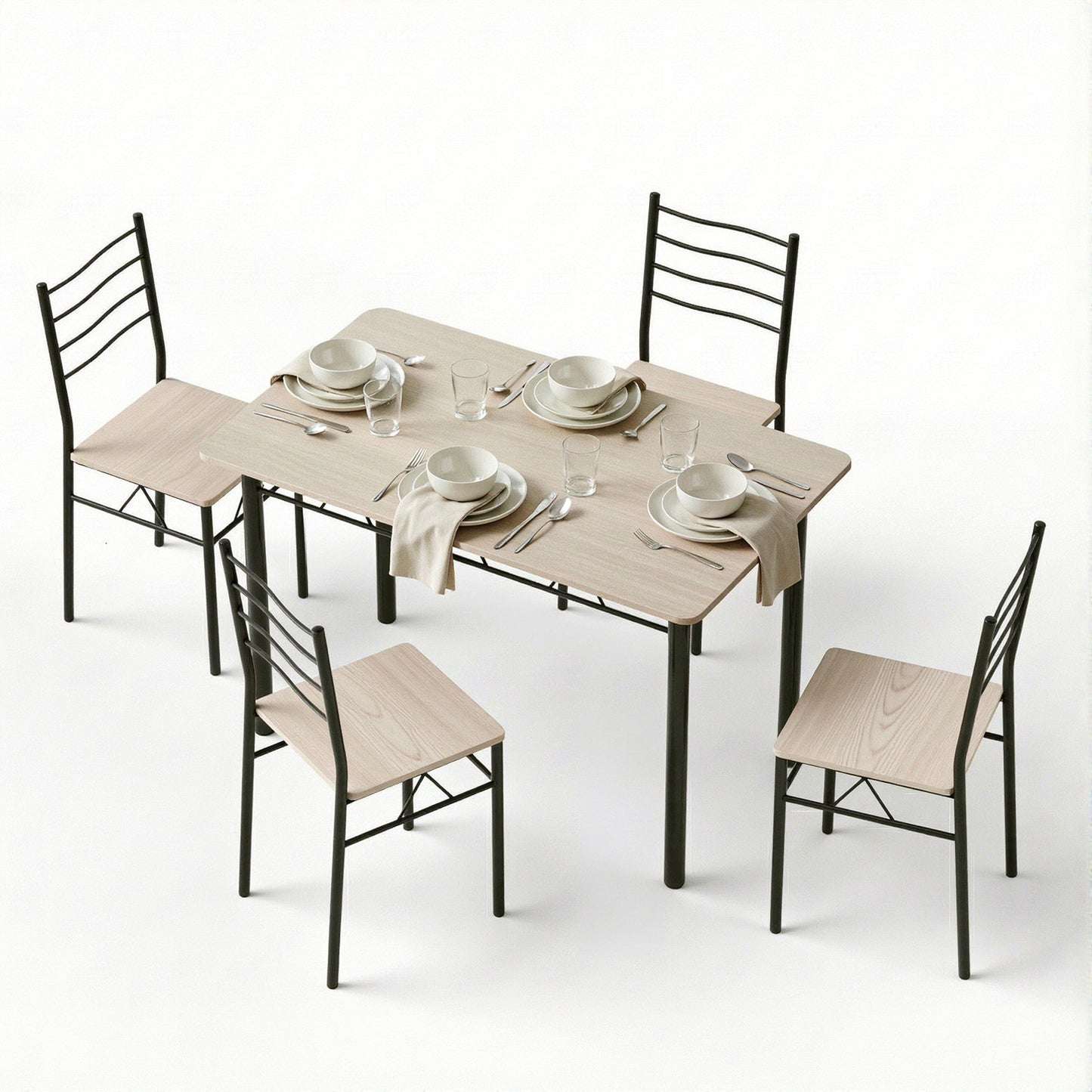 5-Piece Fiama Oak Dining Table & Chair Set Compact Kitchen Furniture Modern