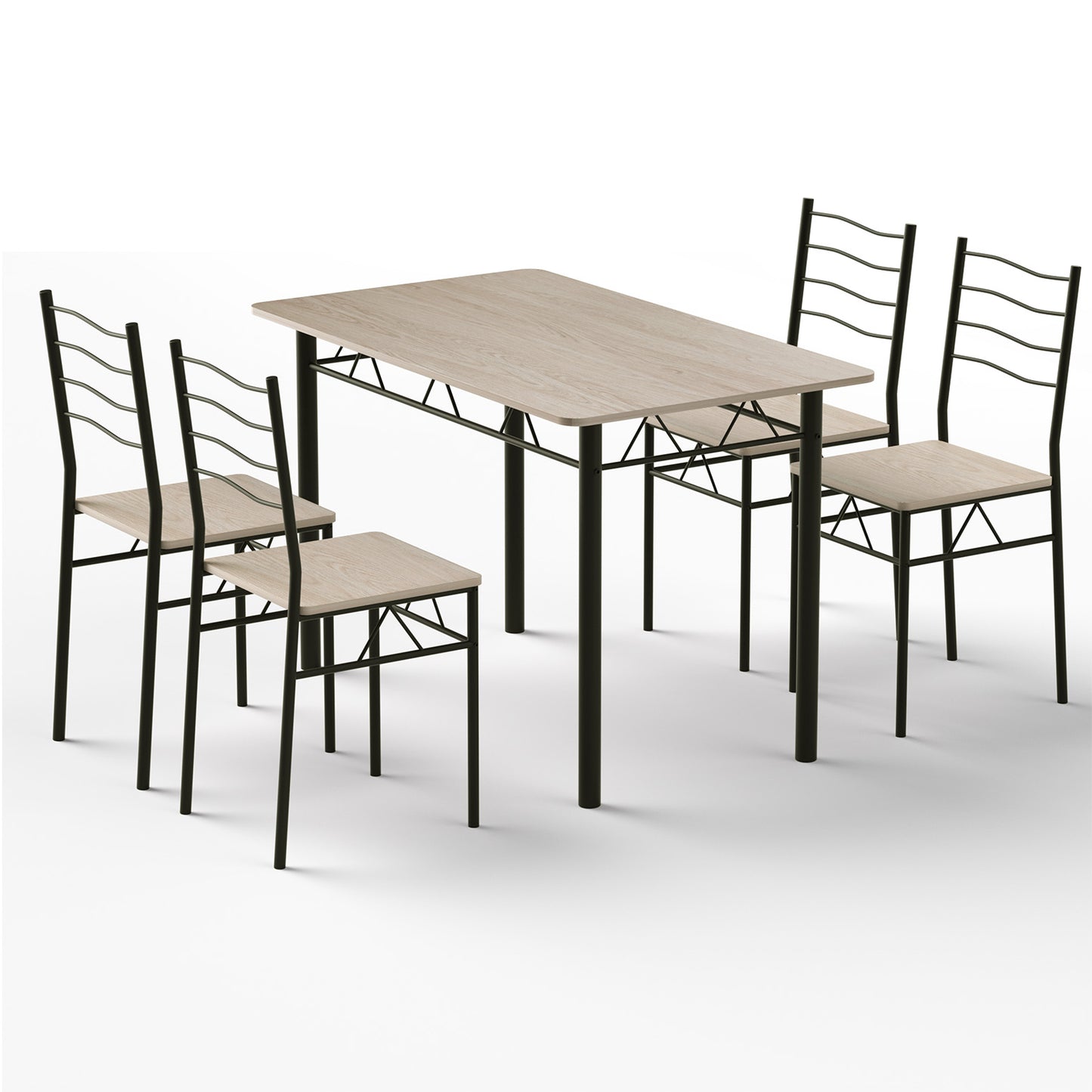 5-Piece Fiama Oak Dining Table & Chair Set Compact Kitchen Furniture Modern