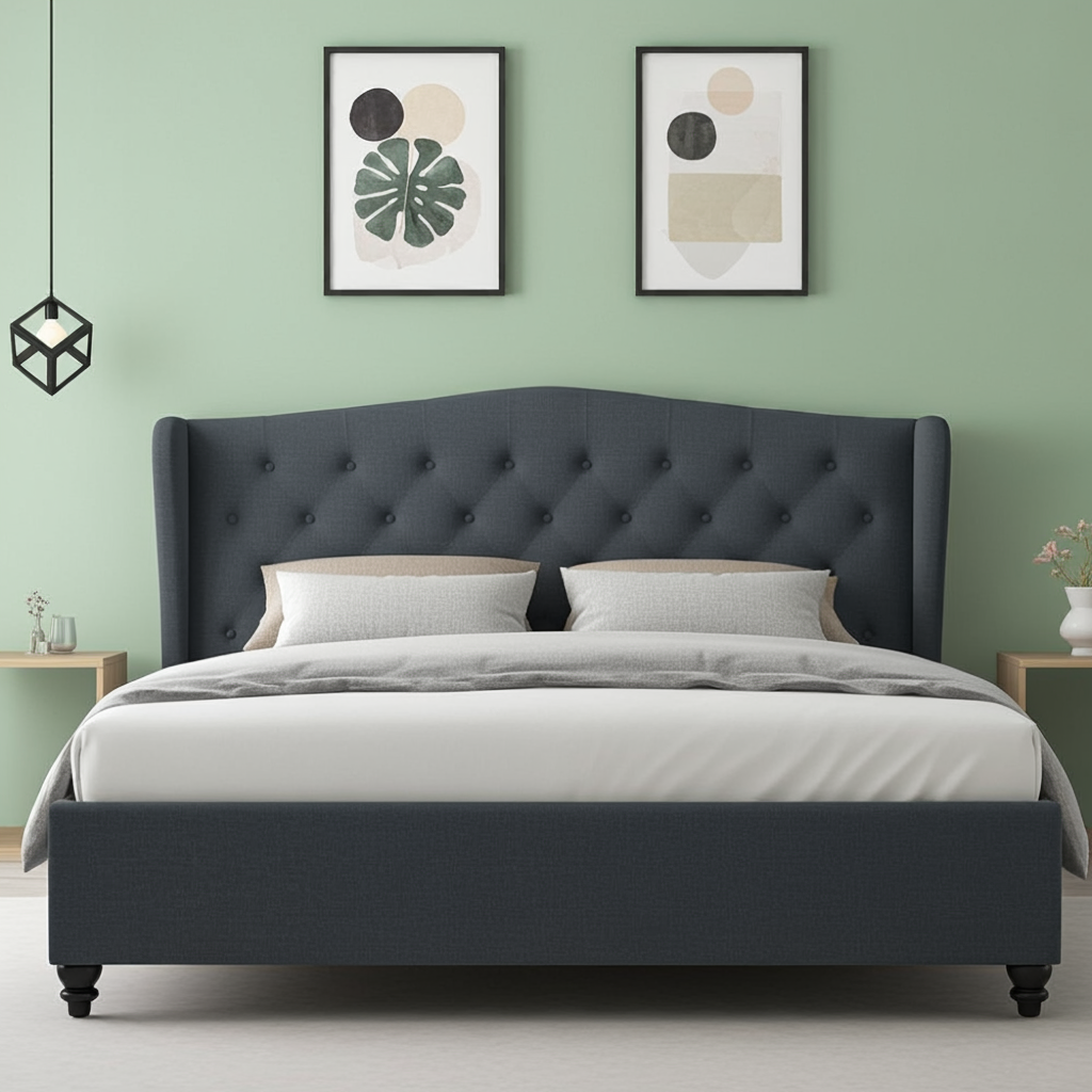 Diamond Bed & Mattress Package - Charcoal Queen