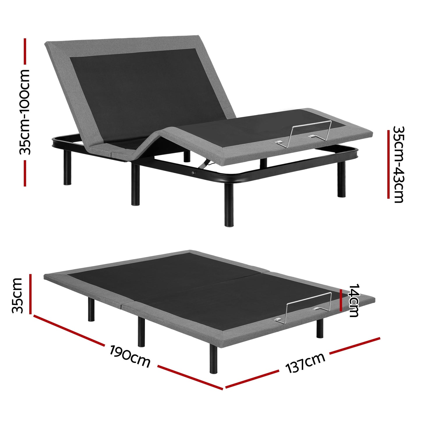 Velune Electric Bed Frame Wireless Remote Control Zero Gravity - Black Double