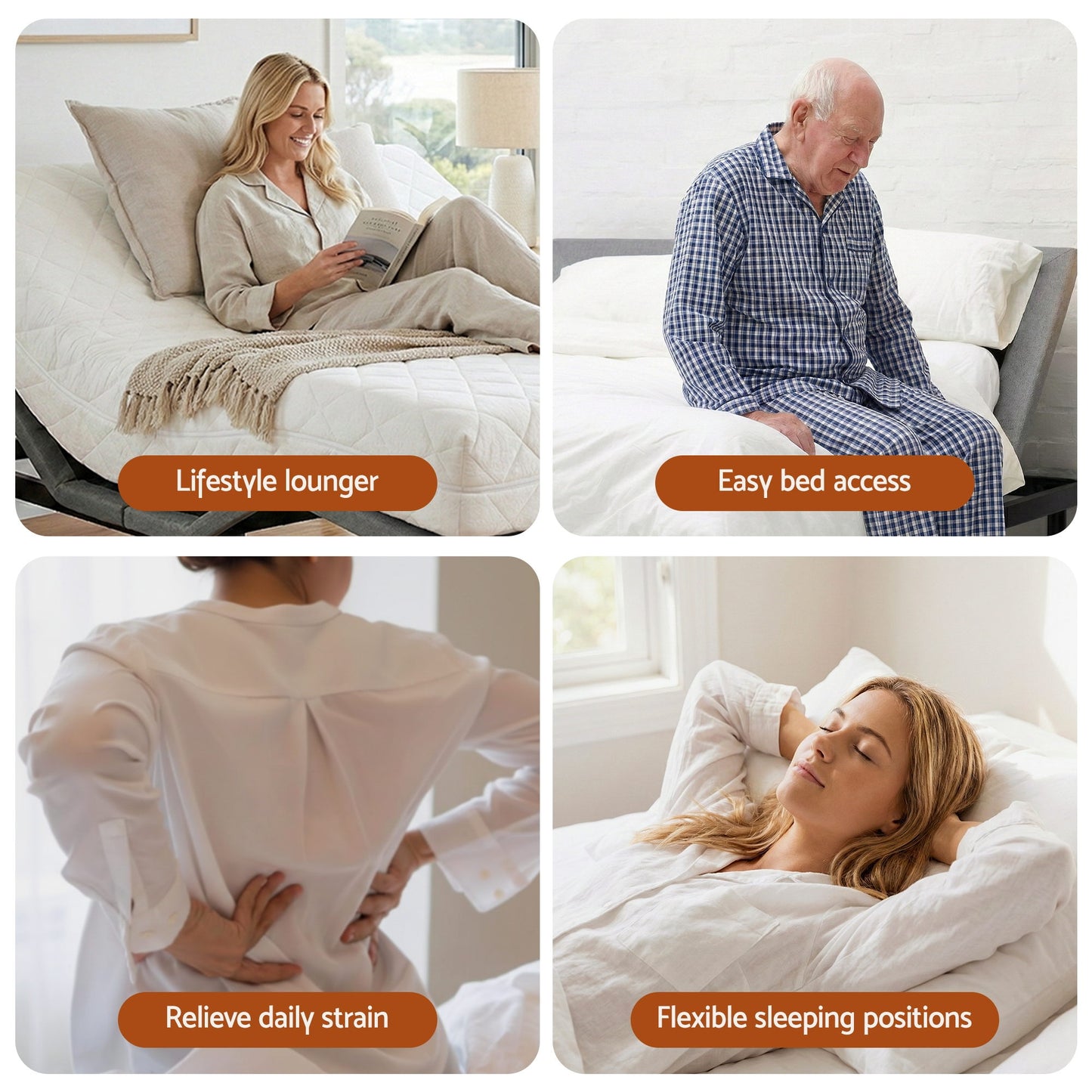 Velune Electric Bed Frame Wireless Remote Control Zero Gravity - Black Double