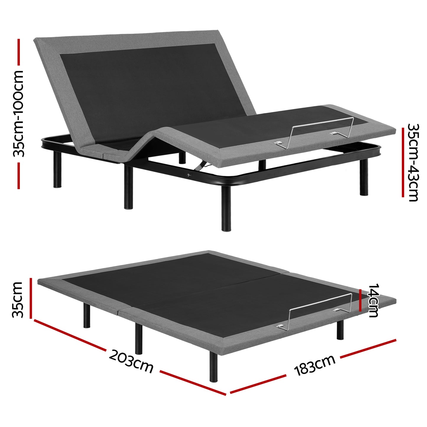 Velune Electric Bed Frame Wireless Remote Control Zero Gravity - Black King