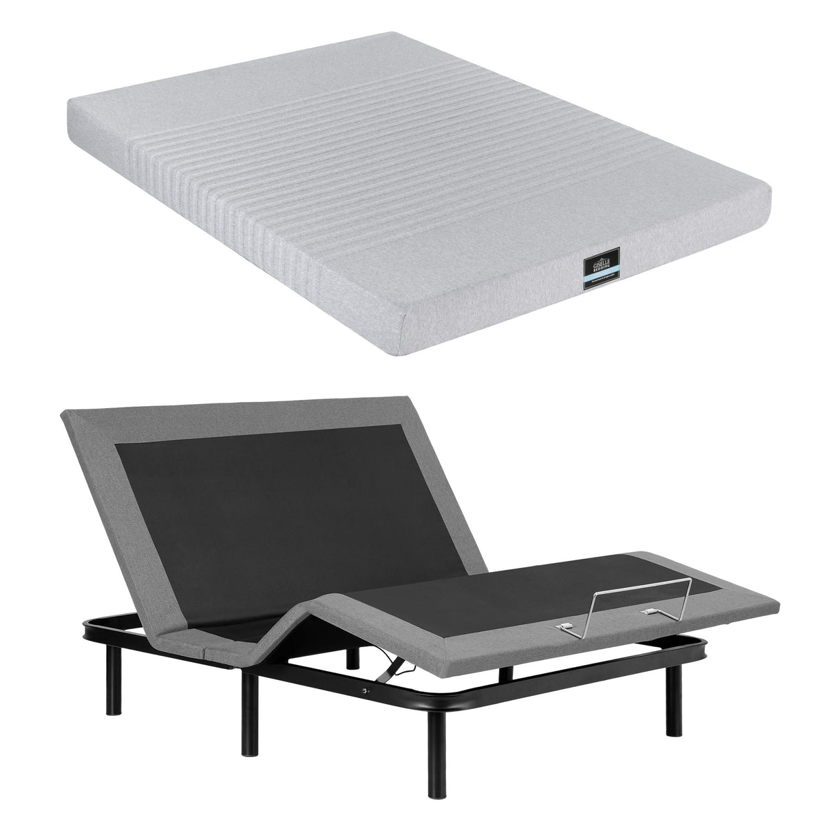 Shale Bed & Mattress Package with 15cm Mattress Memory Foam Electric Bed Base Zero Gravity - Black & Grey Double