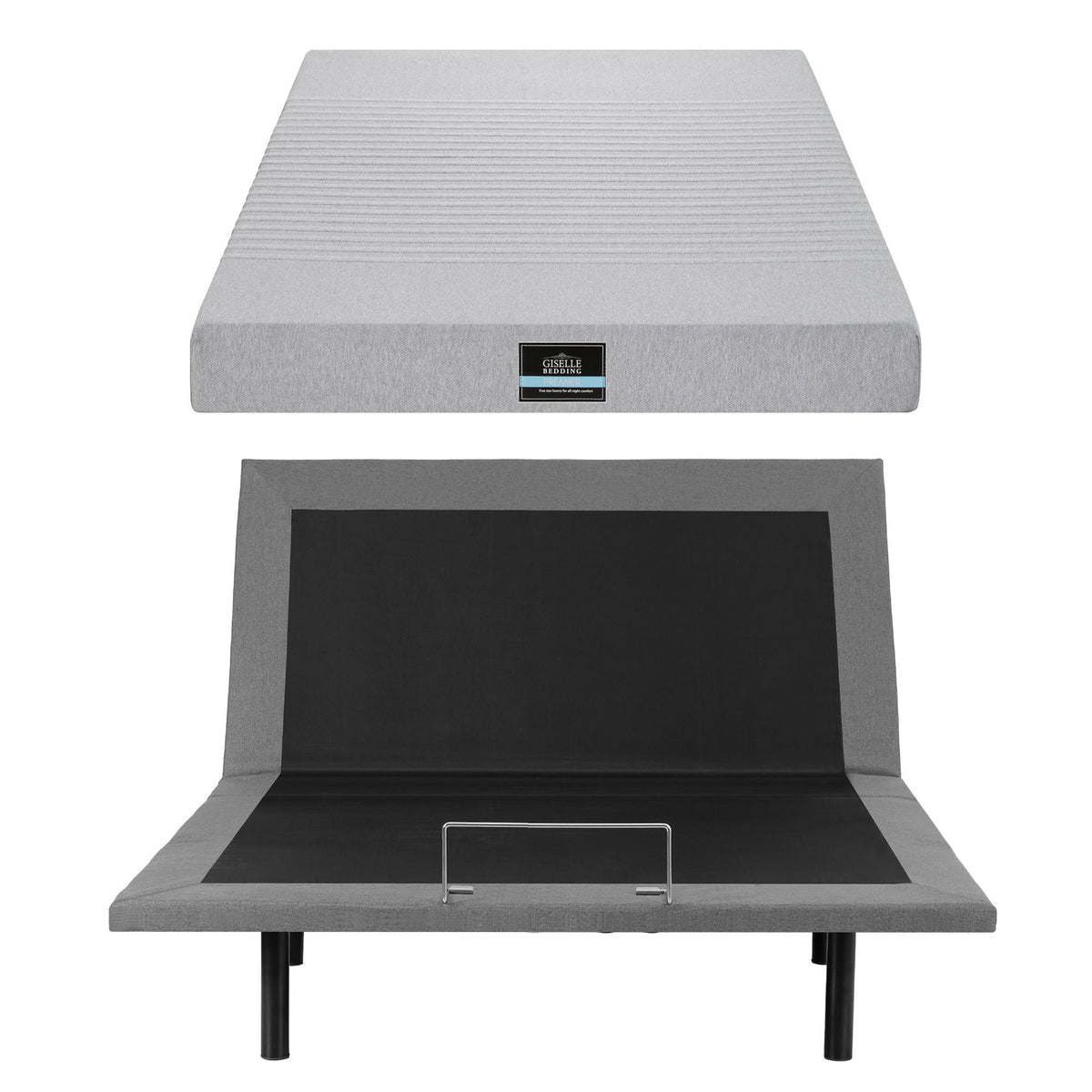 Shale Bed & Mattress Package with 15cm Mattress Memory Foam Electric Bed Base Zero Gravity - Black & Grey Double