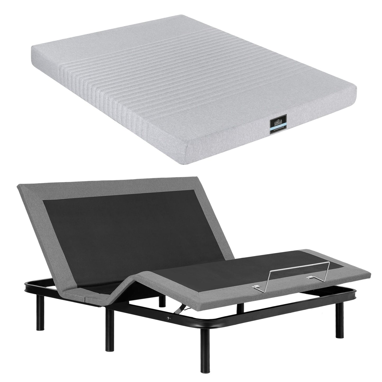 Shale Bed & Mattress Package with 15cm Mattress Memory Foam Electric Bed Base Zero Gravity - Black & Charcoal King