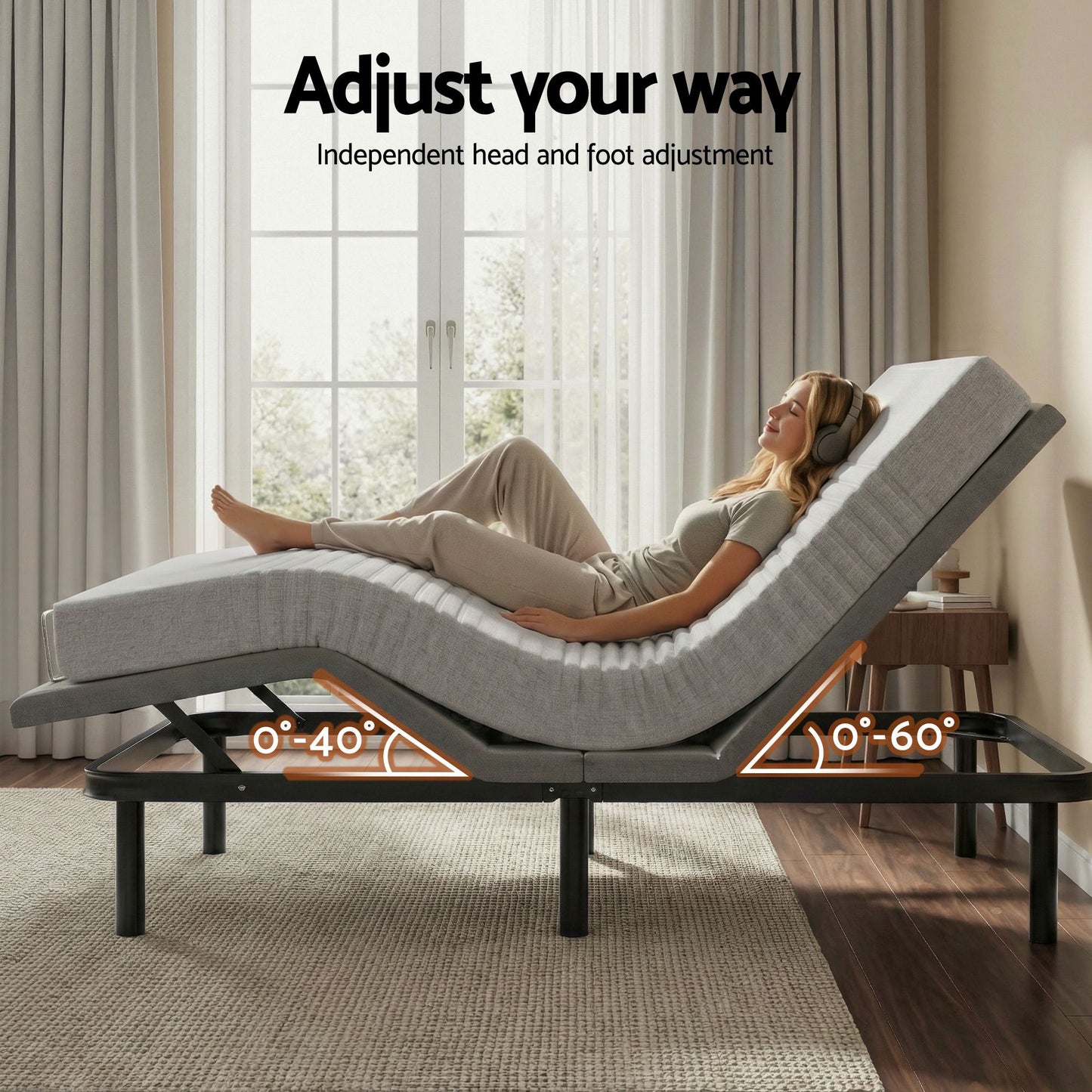Shale Bed & Mattress Package with 15cm Mattress Memory Foam Electric Bed Base Zero Gravity - Black & Charcoal King