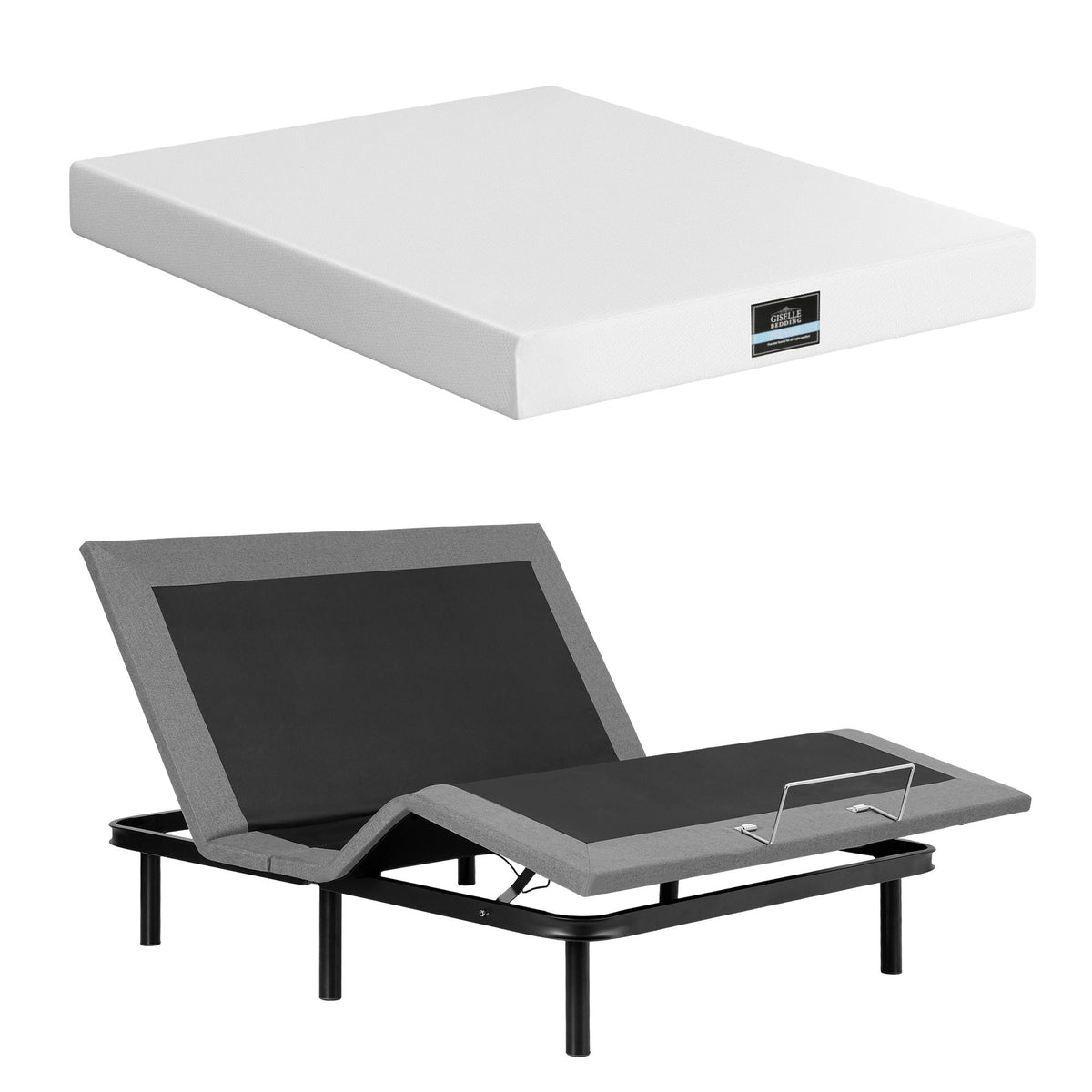Shale Bed & Mattress Package with 20cm Mattress Mattress Adjustable Bed Base - Black Double