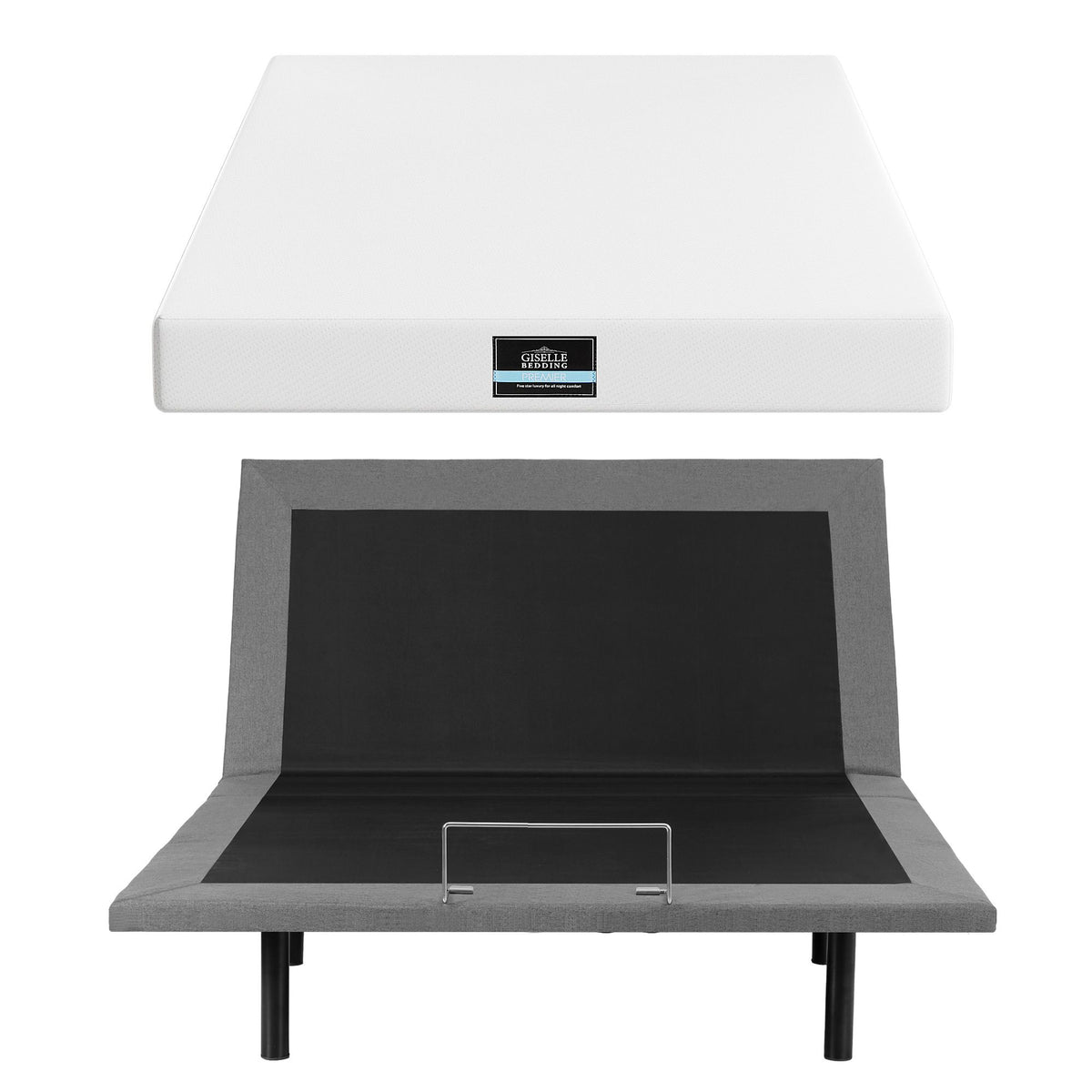 Shale Bed & Mattress Package with 20cm Mattress Mattress Adjustable Bed Base - Black Double