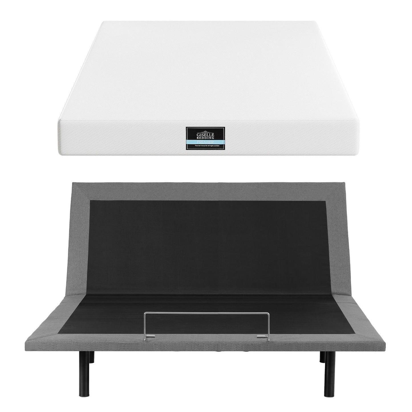 Shale Bed & Mattress Package with 20cm Mattress Mattress Adjustable Bed Base - Black King