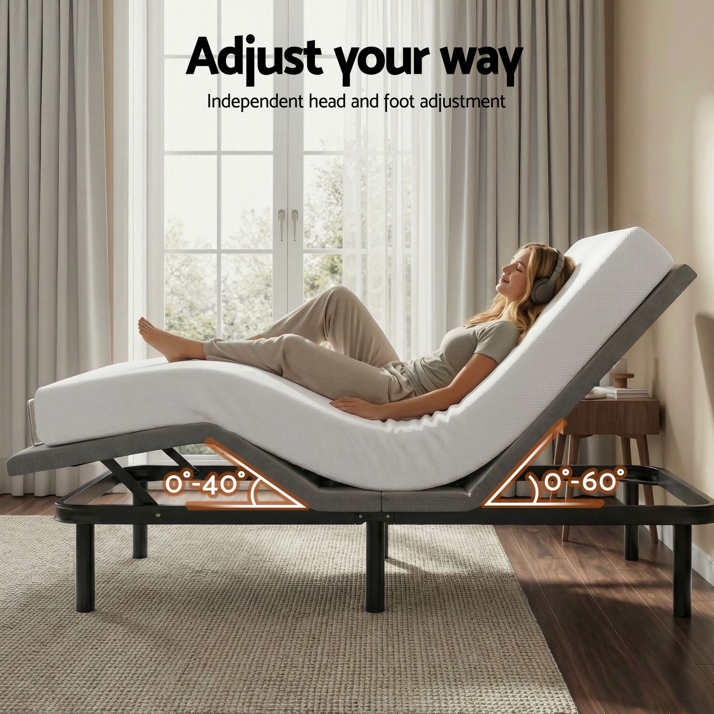 Shale Bed & Mattress Package with 20cm Mattress Mattress Adjustable Bed Base - Black King