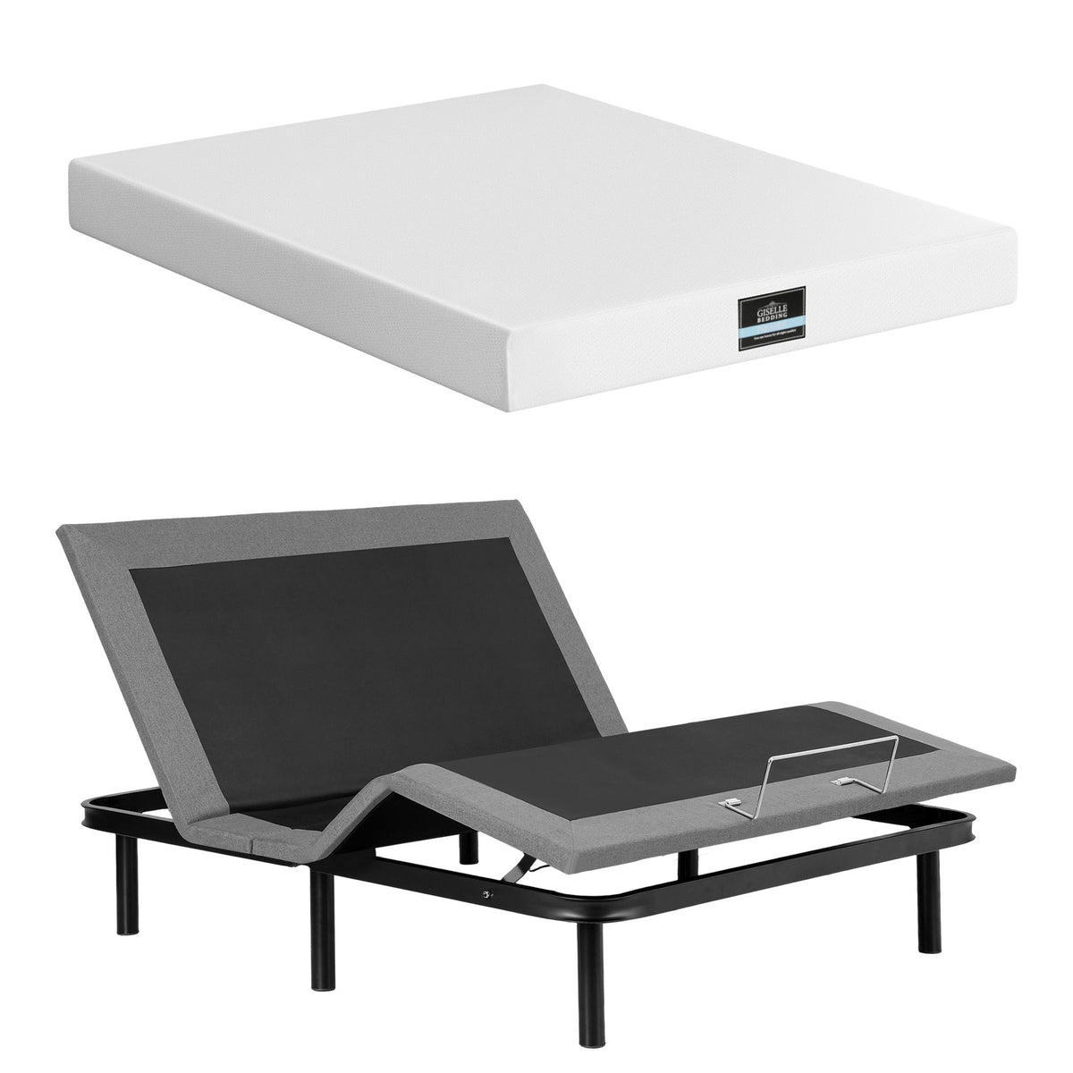 Shale Bed & Mattress Package with 20cm Mattress Mattress Adjustable Bed Base - Black Queen