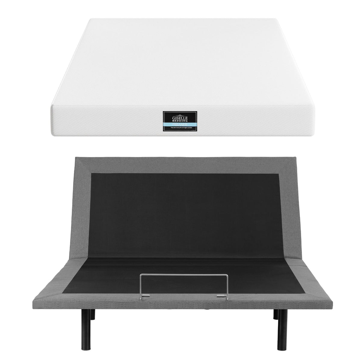 Shale Bed & Mattress Package with 20cm Mattress Mattress Adjustable Bed Base - Black Queen