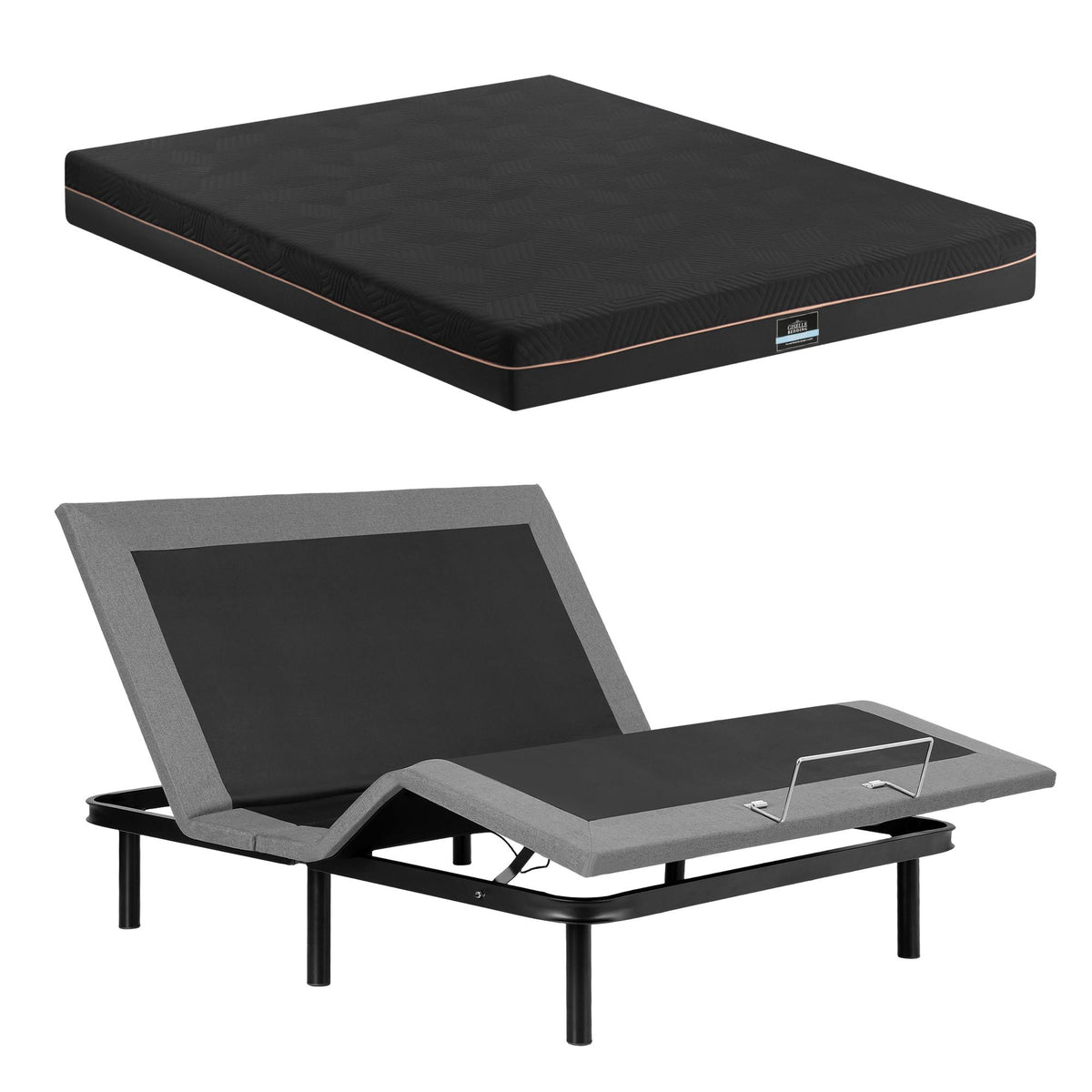 Shale Bed & Mattress Package with 18cm Mattress Mattress Adjustable Bed Base - Black Double