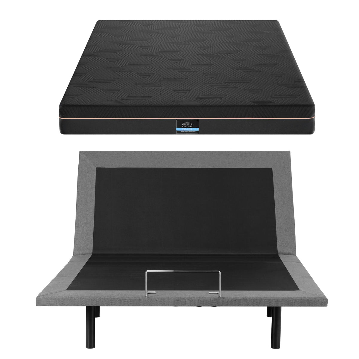 Shale Bed & Mattress Package with 18cm Mattress Mattress Adjustable Bed Base - Black Double