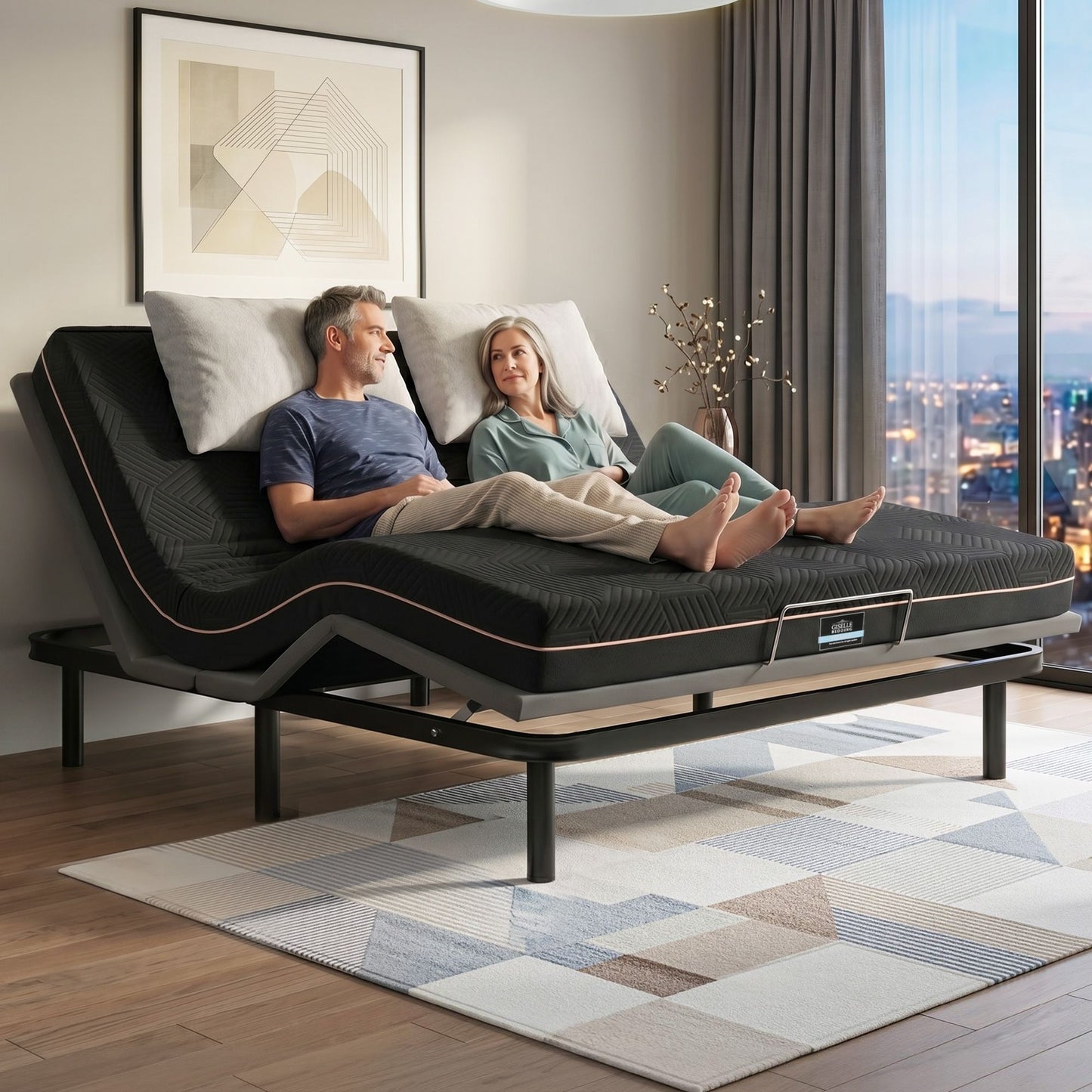 Shale Bed & Mattress Package with 18cm Mattress Mattress Adjustable Bed Base - Black King