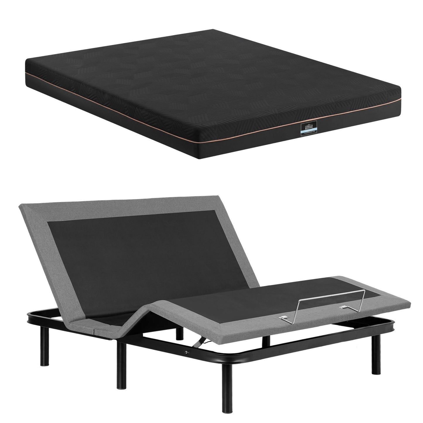 Shale Bed & Mattress Package with 18cm Mattress Mattress Adjustable Bed Base - Black King