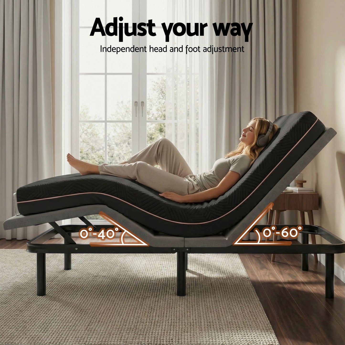 Shale Bed & Mattress Package with 18cm Mattress Mattress Adjustable Bed Base - Black King