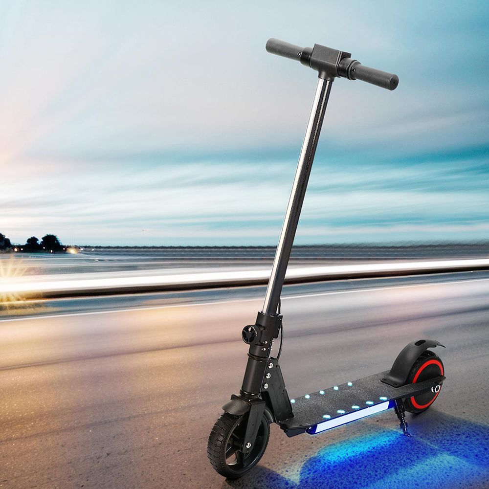 Electric Scooter 130W 16KM/H LED Light Folding Portable Riding Commuter Black