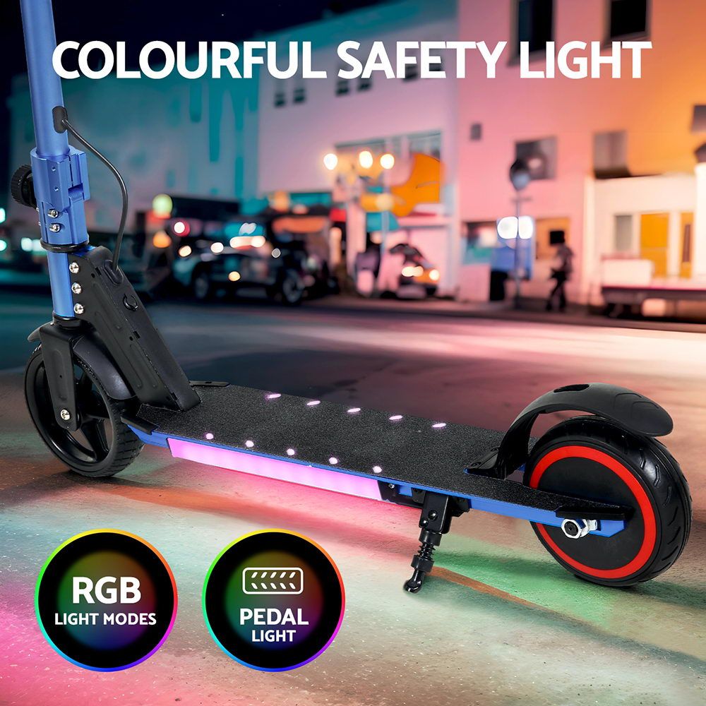 Electric Scooter 130W 16KM/H LED Light Folding Portable Riding Commuter Blue