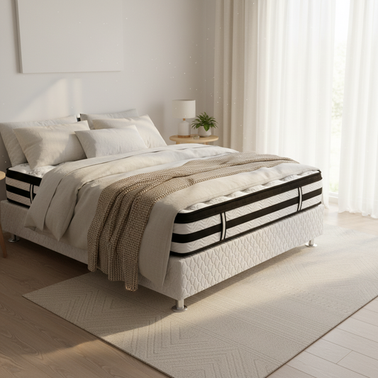 Encour Ensemble Bed Base & Mattress Package with 34cm Mattress - White Single