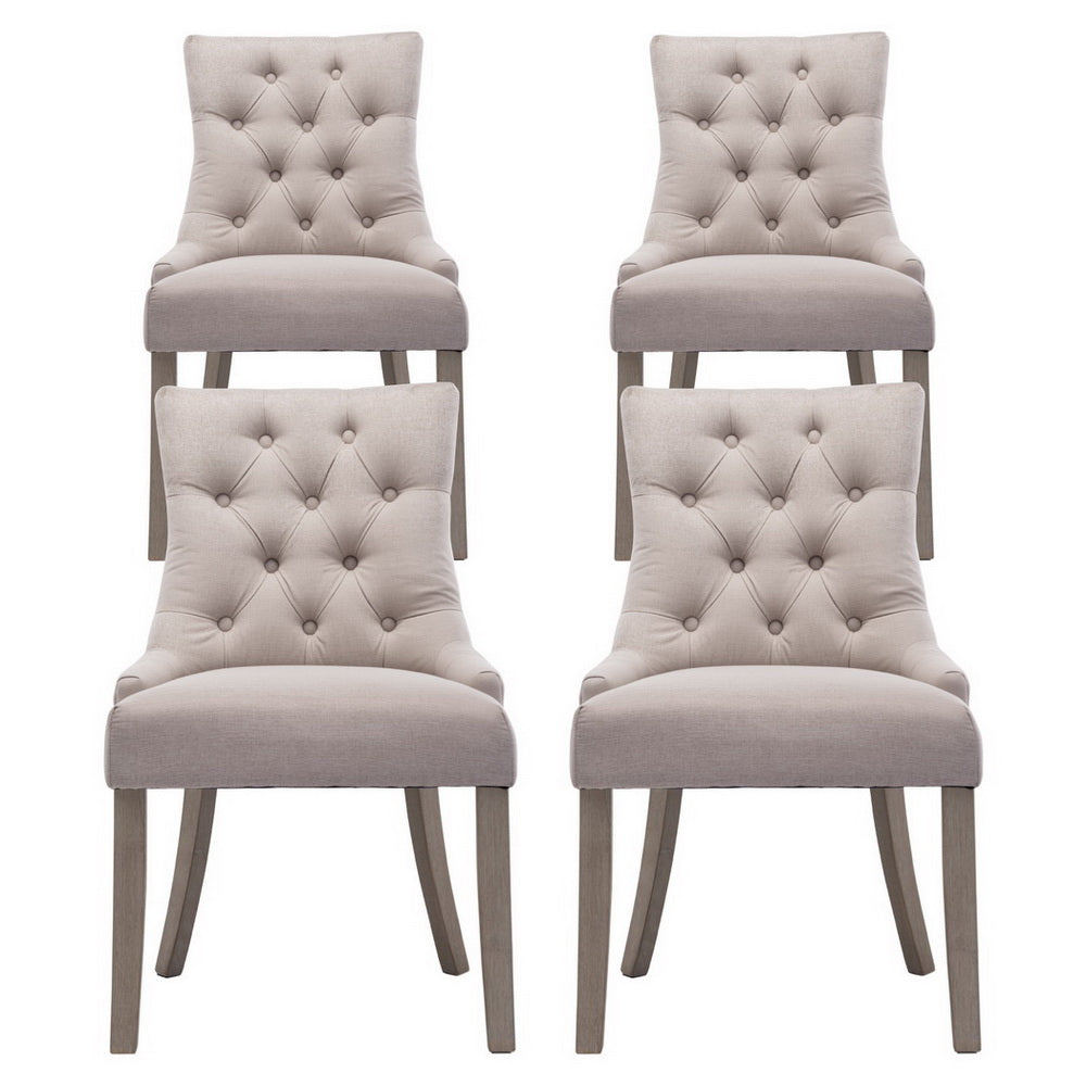 Glenys Set of 4 Dining Chairs Linen French Provincial - Beige