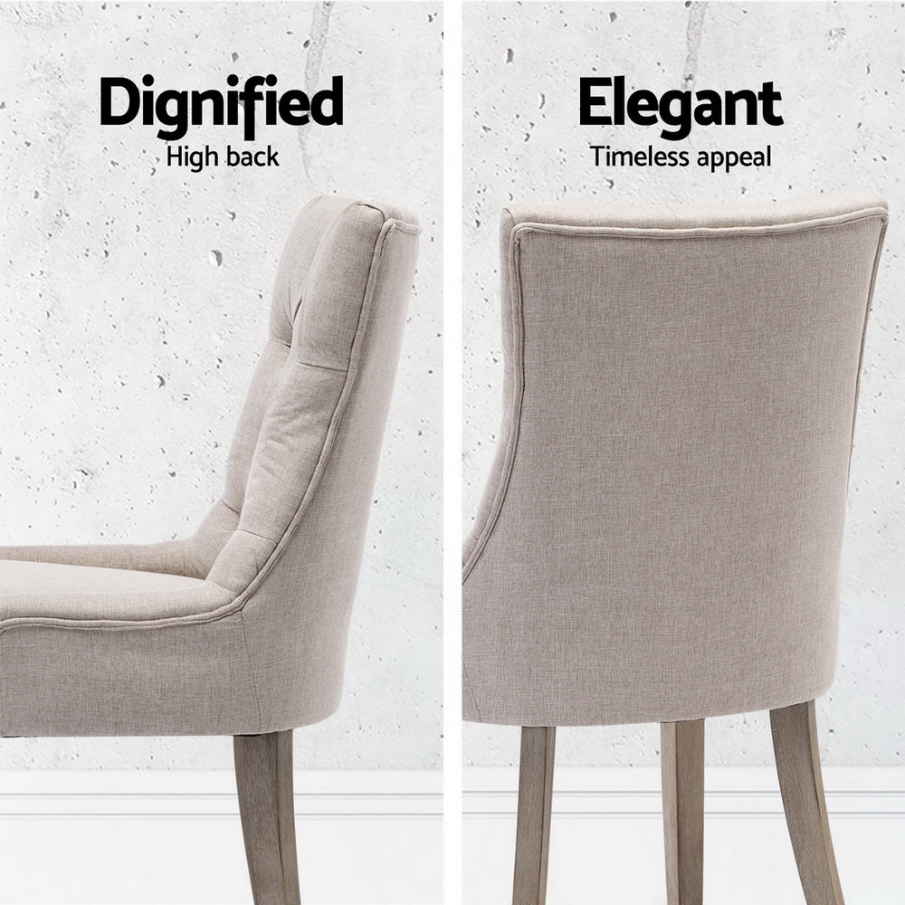 Glenys Set of 4 Dining Chairs Linen French Provincial - Beige