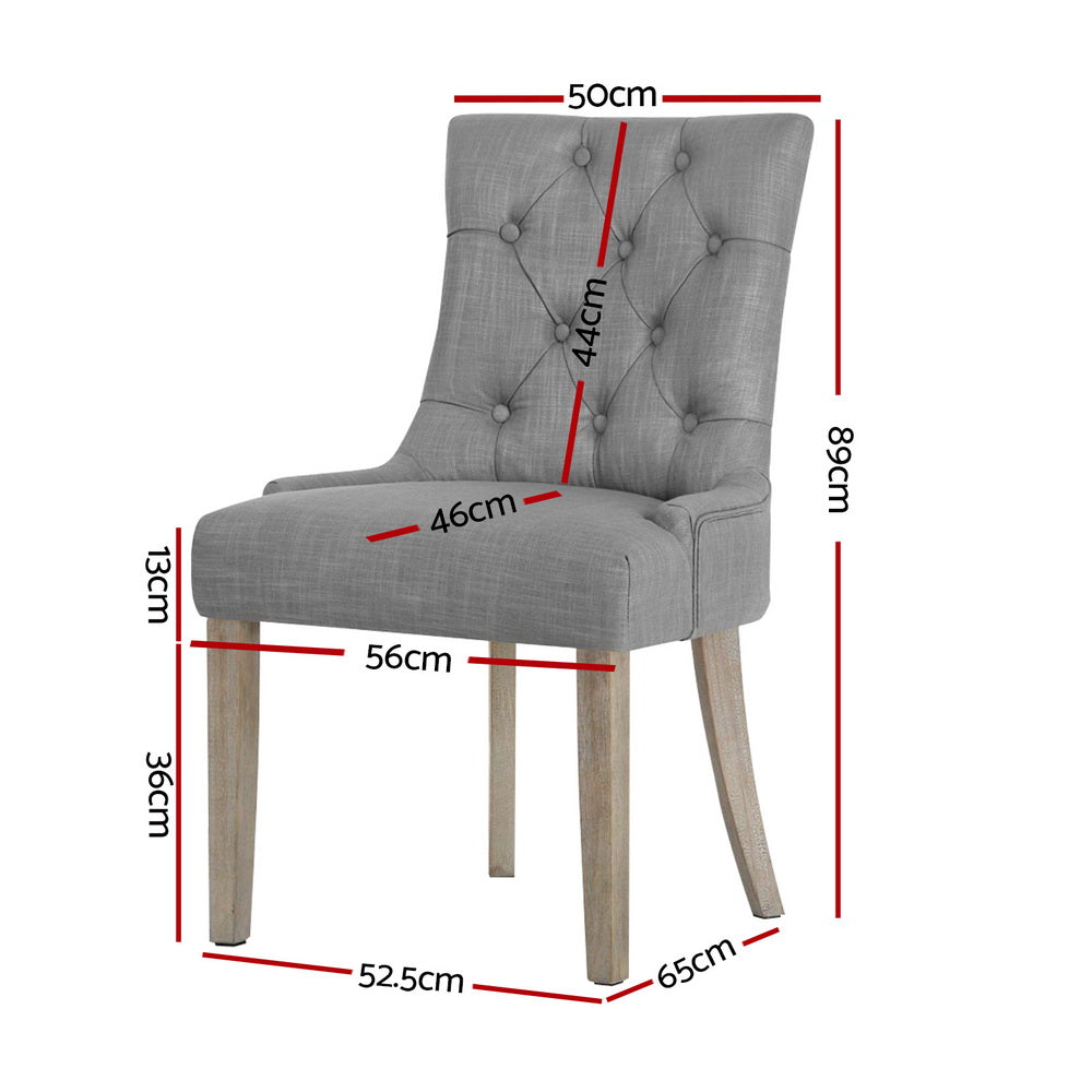 Glenys Set of 4 Dining Chairs Linen French Provincial - Grey