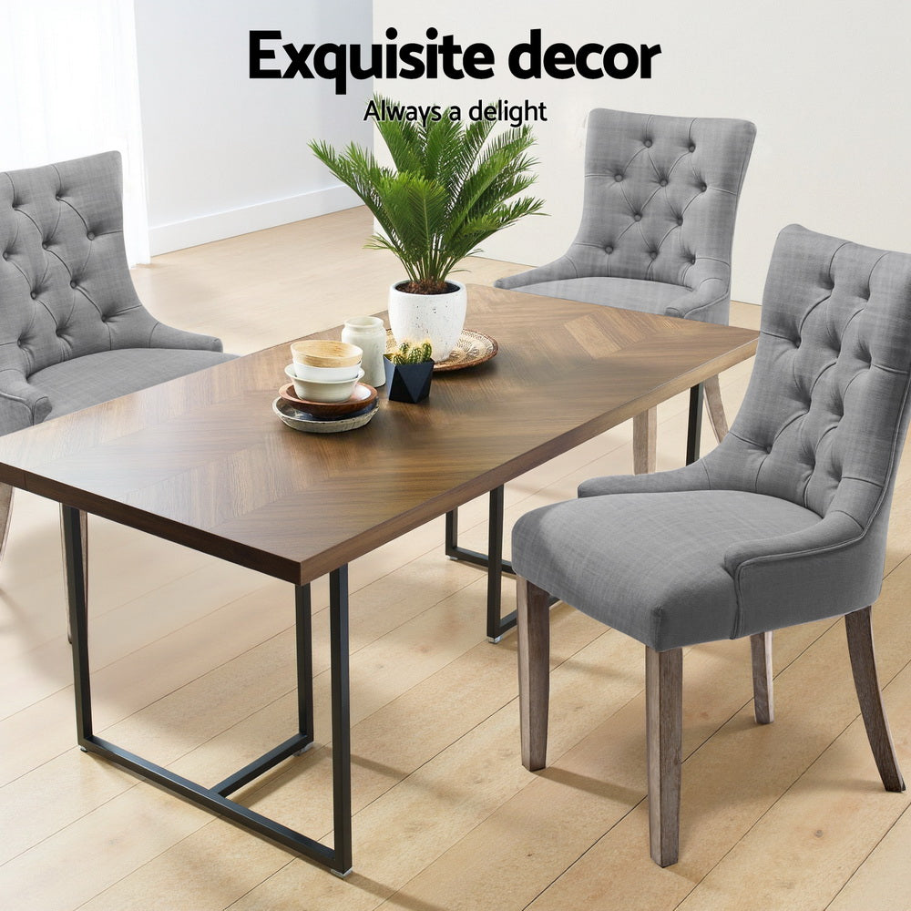 Glenys Set of 4 Dining Chairs Linen French Provincial - Grey