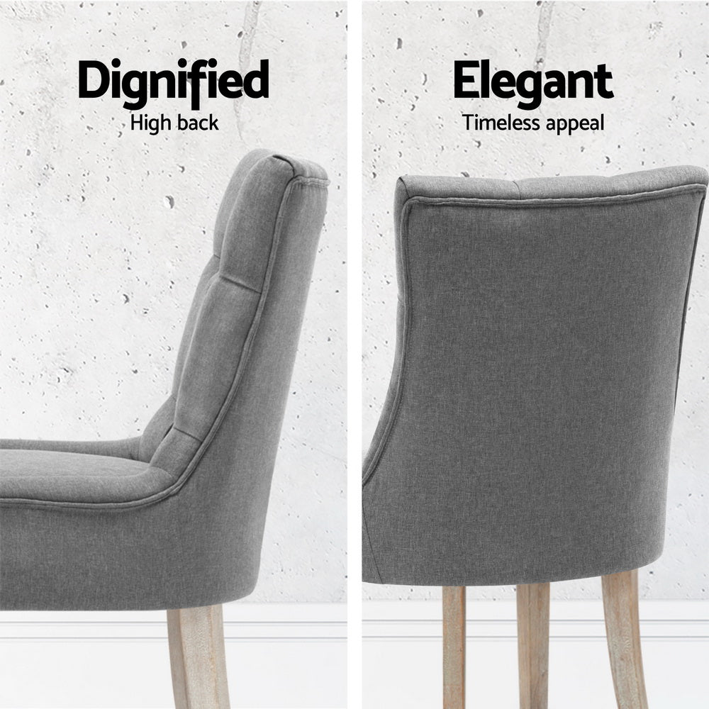Glenys Set of 4 Dining Chairs Linen French Provincial - Grey