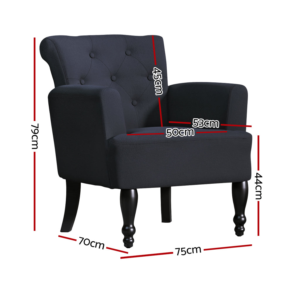Maddy French Lorraine Chair Retro Wing - Black