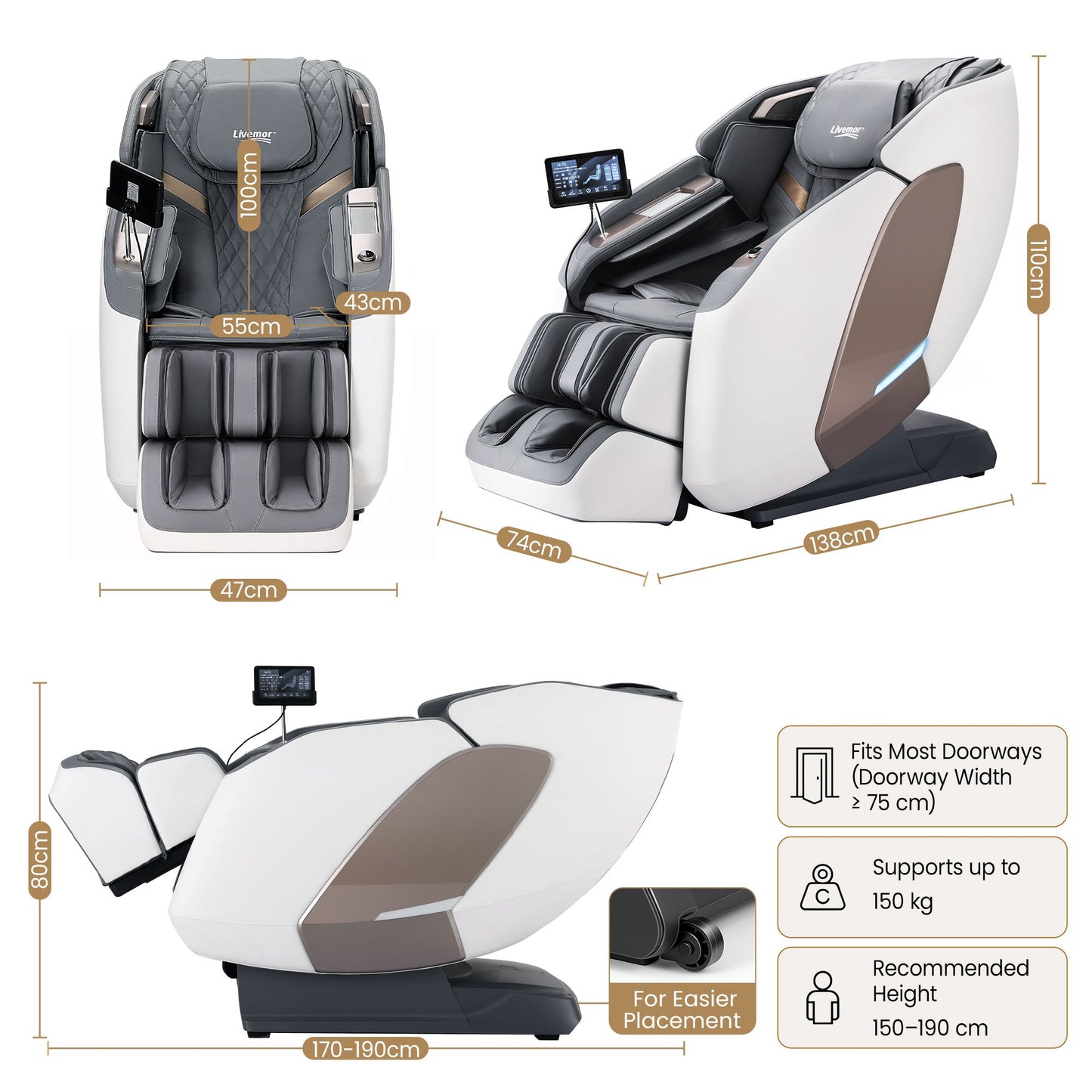 Prestige 4D Dual Mechanism Massage Chair - White