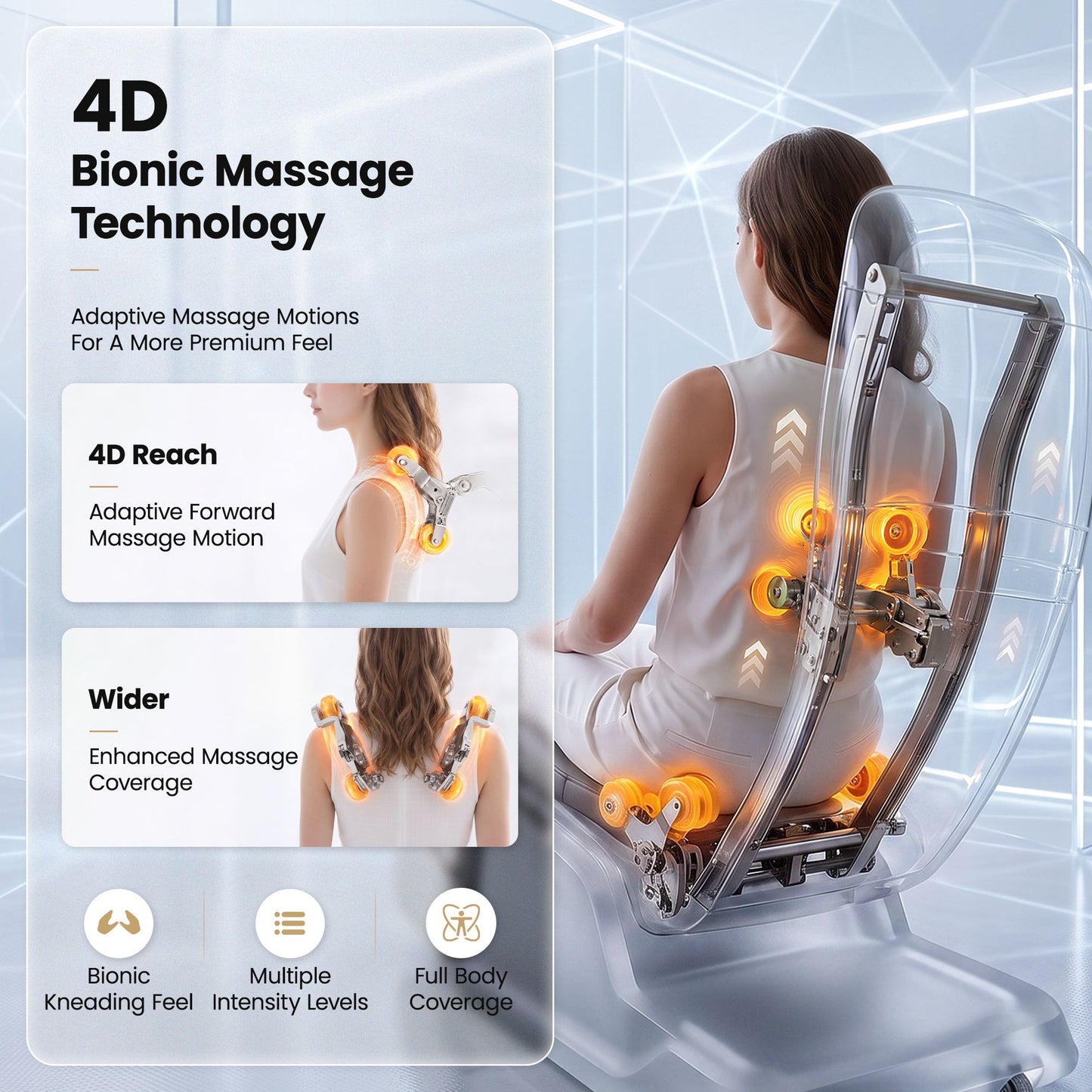Prestige 4D Dual Mechanism Massage Chair - White