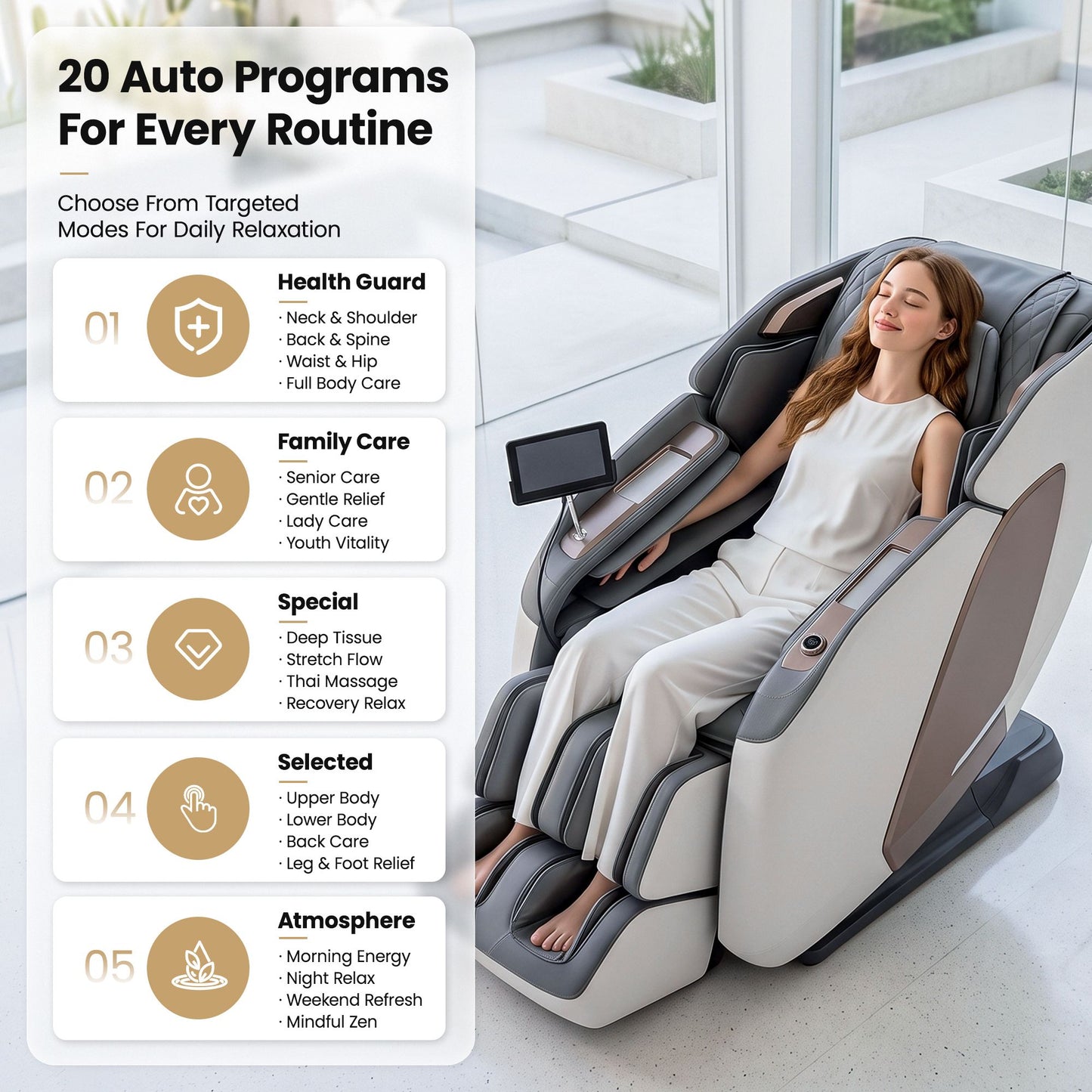 Prestige 4D Dual Mechanism Massage Chair - White