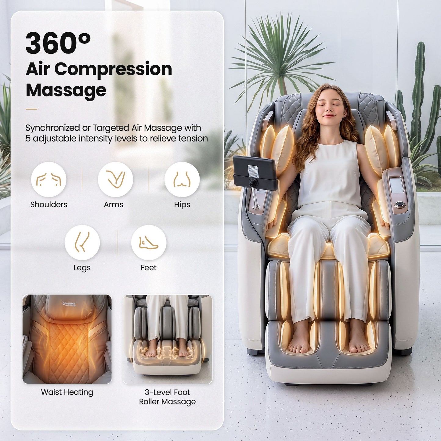 Prestige 4D Dual Mechanism Massage Chair - White