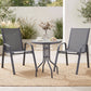 Roran 3-Piece Outdoor Bistro Set Table and Chairs Stackable Patio Furniture - Grey