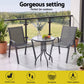 Roran 3-Piece Outdoor Bistro Set Table and Chairs Stackable Patio Furniture - Grey